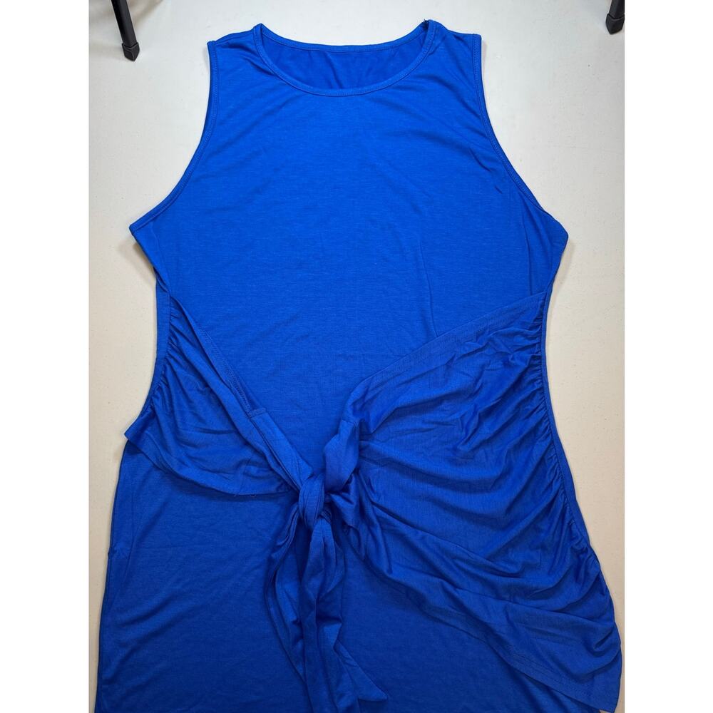 Cupshe Blue Side Tie Sleeveless Swim Cover Up Dress NWT Size XL